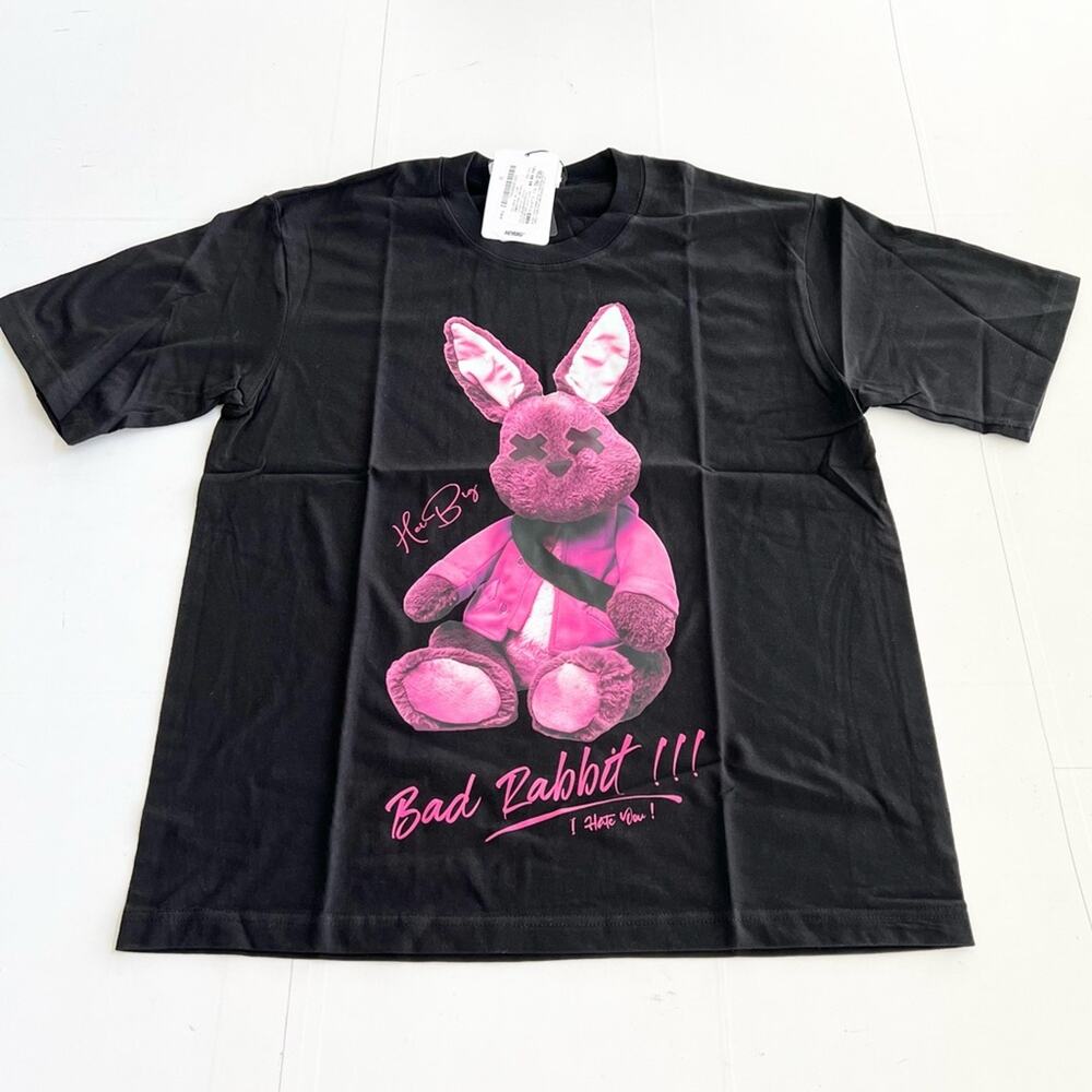 New HEYBIG Graphic Short Sleeve Tee Shirt TH-236 UNISEX SIZE L Pink Bad Rabbit